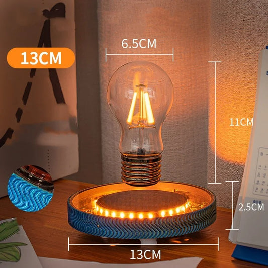 Decorative light bulb on a stand with measurements indicated