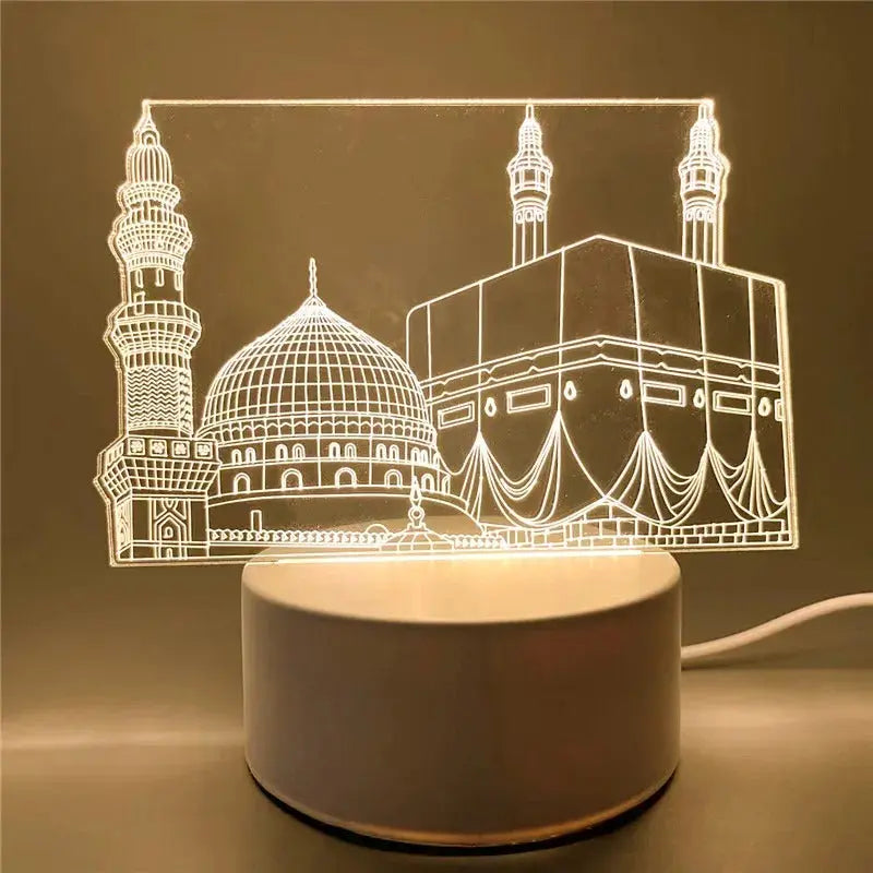 3D LED Islamic Night Light – USB Table Lamp for Muslim Ambience – by Nuvue | Nuvue