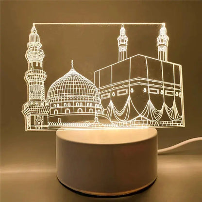 3D LED Islamic Night Light – USB Table Lamp for Muslim Ambience – by Nuvue | Nuvue
