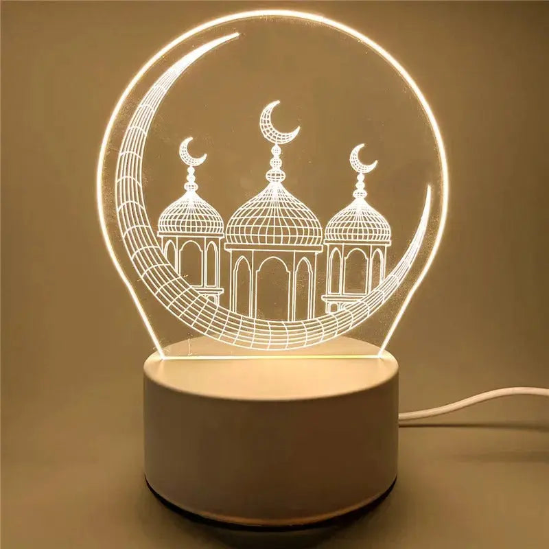 3D LED Islamic Night Light – USB Table Lamp for Muslim Ambience – by Nuvue | Nuvue