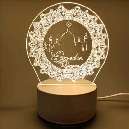 3D LED Islamic Night Light – USB Table Lamp for Muslim Ambience – by Nuvue | Nuvue