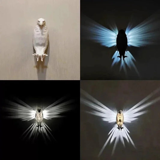 3d owl wall lamp with led glow
