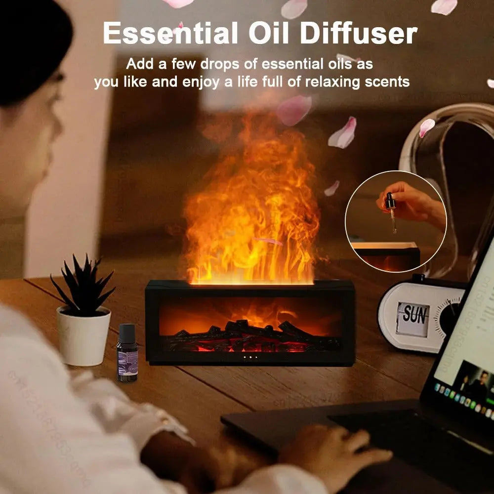 Flame Diffuser Humidifier – LED Fire Effect, Remote Control – by Nuvue | Nuvue