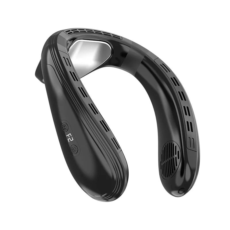 Black neckband device on a white background