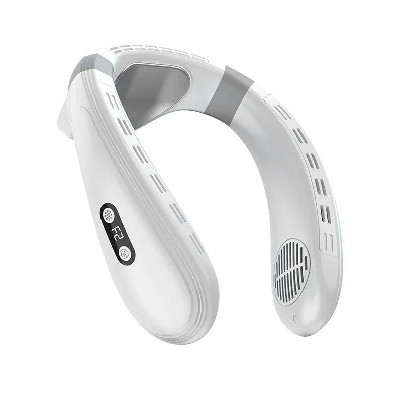 White and gray neckband device on a white background