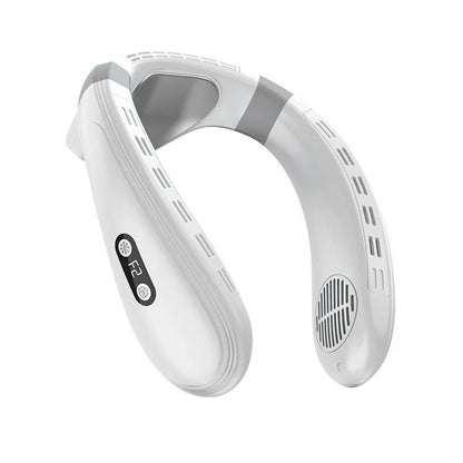 White and gray neckband device on a white background