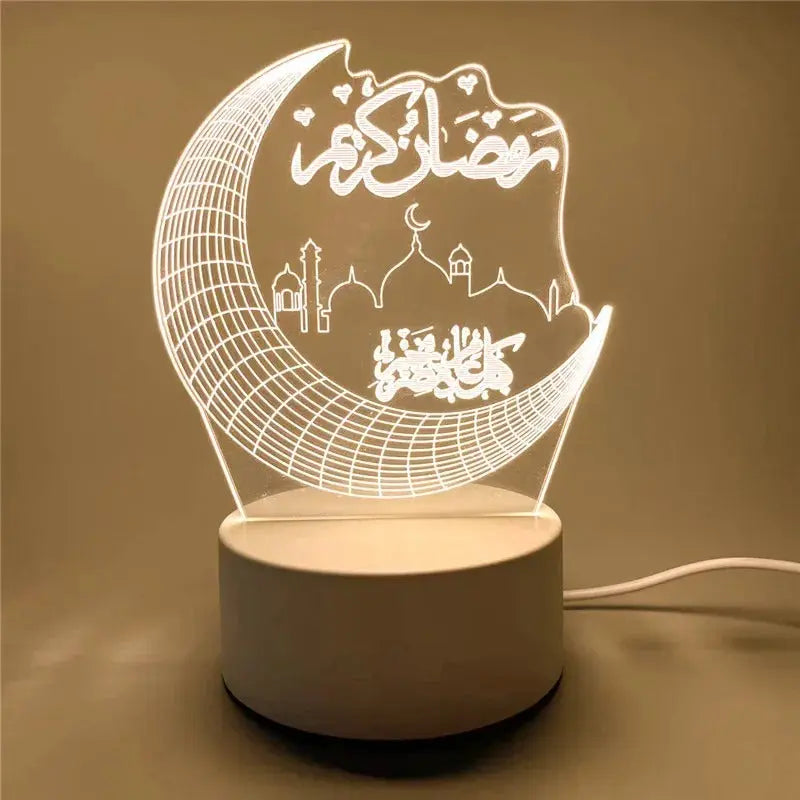 3D LED Islamic Night Light – USB Table Lamp for Muslim Ambience – by Nuvue | Nuvue